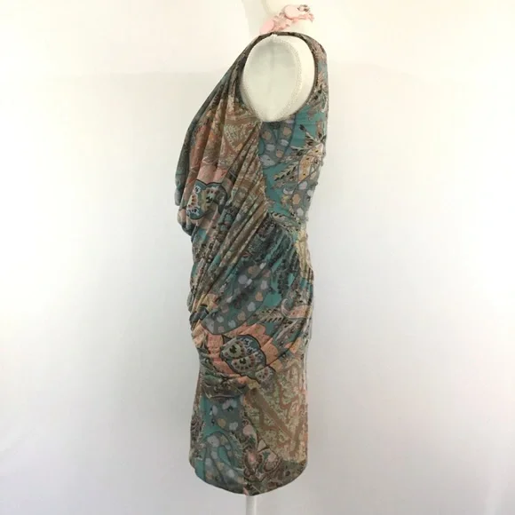 MANGO SUIT PAISLEY PRINT RUCHED SLEEVELESS DRESS - Picture 3 of 8